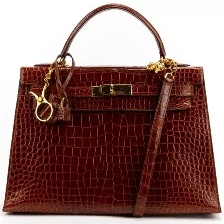 Hermès Miel Porosus Crocodile Kelly 32cm Gold Hardware , Red/Brown Womens Handbag | Google Shopping