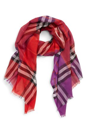 Burberry Rainbow Giant Check Wool & Silk Scarf | Nordstrom