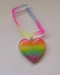 Neon Rainbow Heart Choker