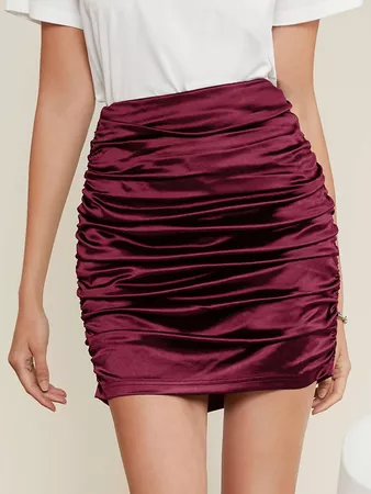 SHEIN Ruched Satin Mini Skirt | SHEIN USA