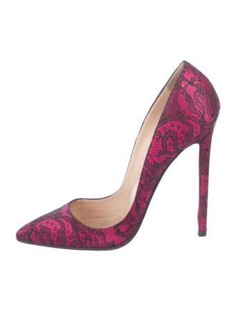 Christian Louboutin Pointed-Toe Lace Pumps - Shoes - CHT112854 | The RealReal