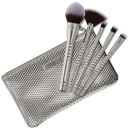 Silver Makeup Brush Set