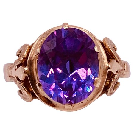 14K Yellow Gold Victorian Style Amethyst Ring
