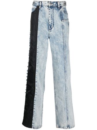 Feng Chen Wang Embroidered Patchwork straight-leg Jeans - Farfetch