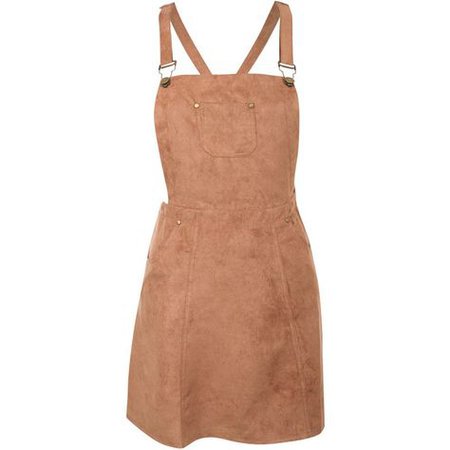 Brown Suede Overall Dress