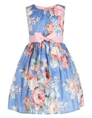 blue floral flower girl dress