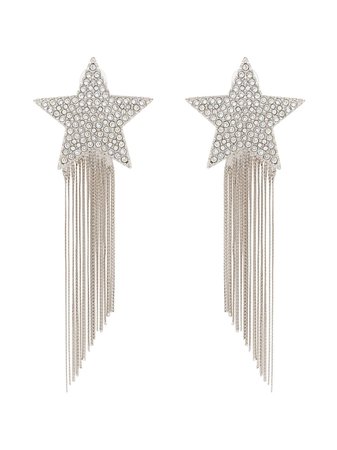 Saint Laurent Silver Metallic Shooting Star Tassel Drop Earrings - Farfetch