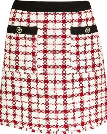 Plus red boucle mini skirt | River Island