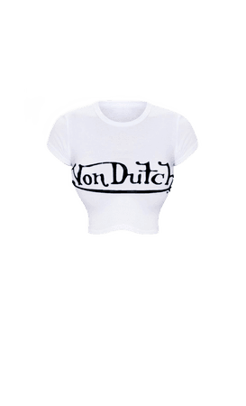 *clipped by @luci-her* White Von Dutch Crop T-shirt