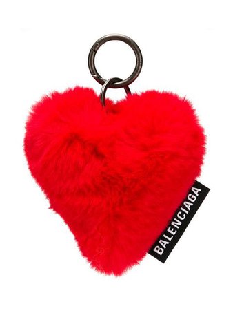 Balenciaga Faux Fur Heart Key Ring - Farfetch