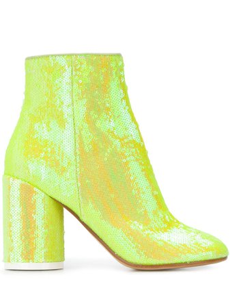 Yellow Mm6 Maison Margiela Sequin-Embellished Ankle Boots | Farfetch.com