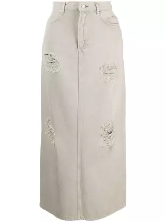 Acne Studios distressed-effect Organic Cotton Skirt - Farfetch