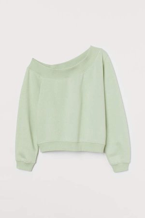 One-shoulder Sweatshirt - Green
