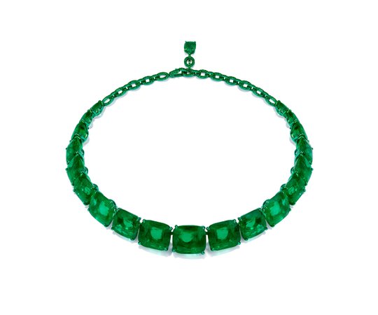 Glenn Spiro, Emerald necklace set in titanium