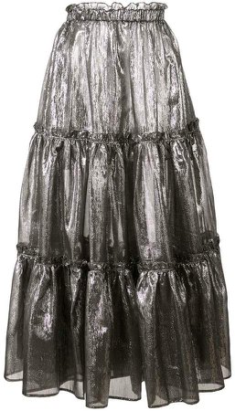 ruffle details metallic skirt