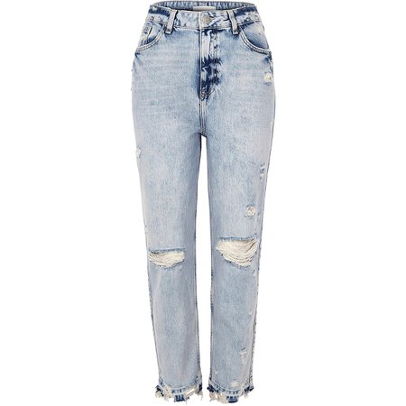 Ripped High Waisted Light Blue Jeans