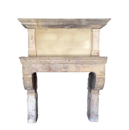 Rare 17th Century French Country Style Limestone Fireplace Mantle with Trumeau at 1stDibs