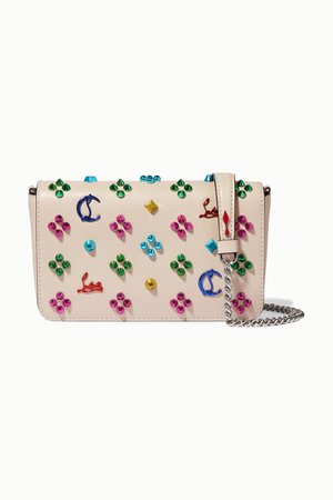 Ivory Zoompouch studded leather shoulder bag | Christian Louboutin | NET-A-PORTER