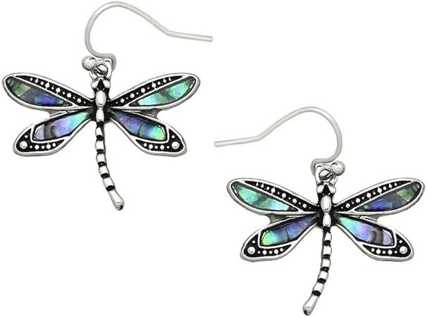 Amazon.com: Liavy's Dragonfly Fashionable Earrings - Fish Hook - Abalone Paua Shell - Unique Gift and Souvenir: Clothing, Shoes & Jewelry