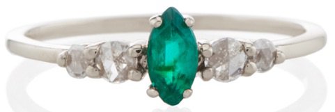 White Gold Green Emerald Ring