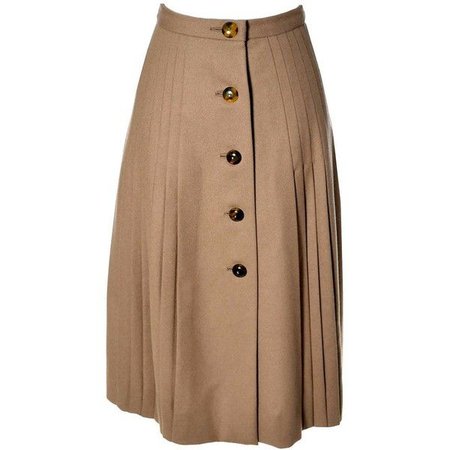 Beige Button Vintage Skirt