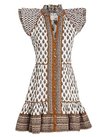 Veronica Beard Amoura Printed Cotton Mini Dress | INTERMIX®