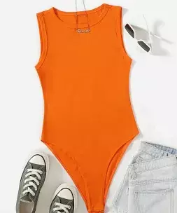 Neon Orange Skinny Bodysuit