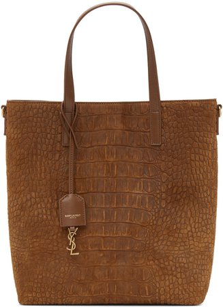 Saint Laurent, Brown Croc Toy North/South Shopping Tote bag