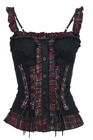 plaid laced up corset top