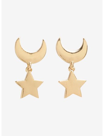 gold moon and star earrings