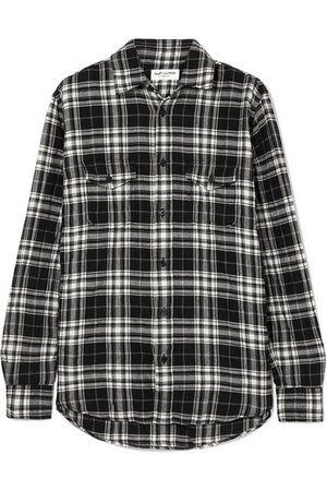 Saint Laurent | Checked crinkled cotton-flannel shirt | NET-A-PORTER.COM