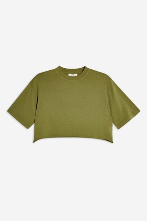 Khaki Washed Crop T-Shirt | Topshop green