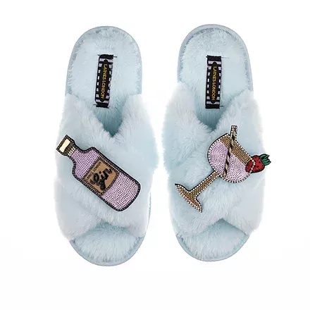 Classic Laines Slippers With Premium Deluxe Gin & Juice Brooches | Laines London