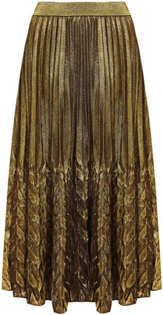 Hasanova Golden Metallic Midi Skirt