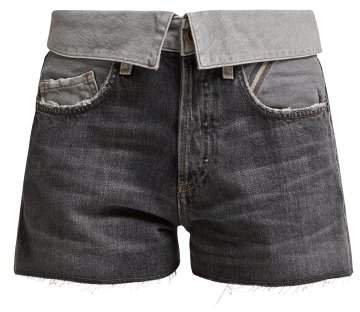 Jean Flip Fold Over Denim Shorts - Womens - Grey