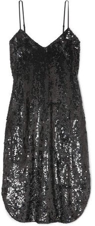 Sequined Chiffon Dress - Black