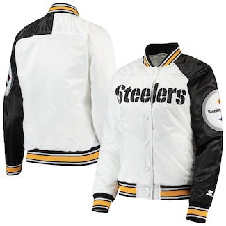 Women's Pittsburgh Steelers Starter White/Black Hometown Satin Full-Snap Jacket