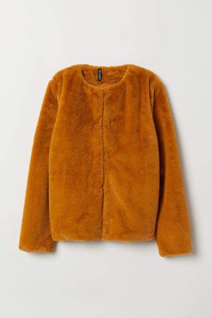 Faux Fur Jacket - Yellow