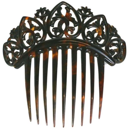 Elaborate Victorian Tortoise shell Comb For Sale at 1stDibs | victorian comb, tortoiseshell comb, tortoise shell combs