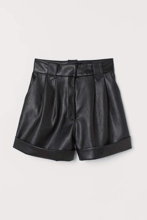 Faux Leather Shorts - Black