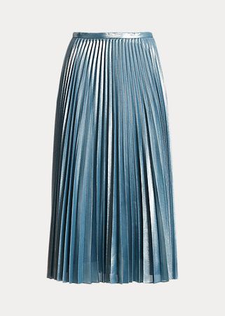 Pleated Metallic Chiffon Skirt