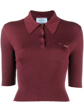 Red Prada pointed collar knitted top P24B1QS2021XA3 - Farfetch