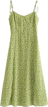 Women's Floral Spaghetti Strap Dress Casual Sleeveless Tank Dress Mini Dress at Amazon Women’s Clothing store