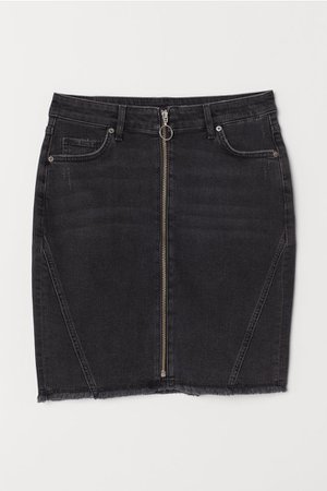 Denim Skirt with Zip - Black denim - Ladies | H&M US