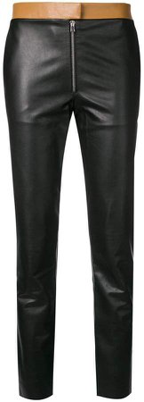 two tone leather trousers