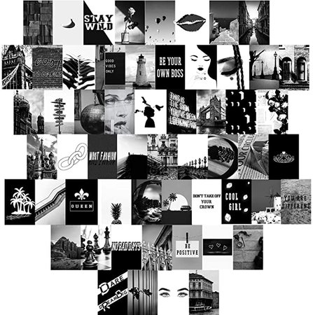 Amazon.com: 60 Pieces Wall Collage Kit Aesthetic Room Decor for Bedroom,Black and White Photo Art Pictures Collage Kit for Teen Girls and Women,Graduation gift for 2021 graduates, 4x6 inch Photo Collection: Home & Kitchen