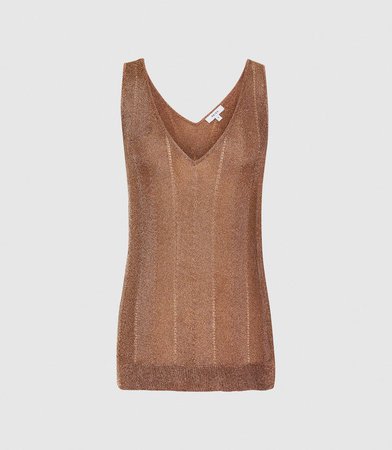 Alice Rose Gold Metallic Knitted Top – REISS