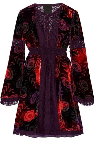 Anna Sui velvet dress purple + red