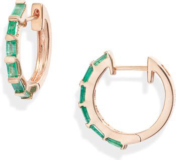SHAY Emerald Baguette Hoop Earrings | Nordstrom