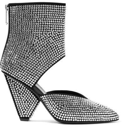 Livy Cutout Crystal-embellished Leather Ankle Boots - Silver